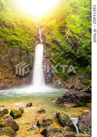 Beautiful Waterfall in jungle at sunset Beautiful Waterfall in jungle at sunset 26641461