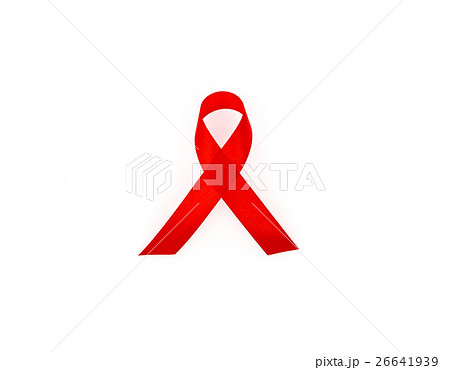 Aids Awareness Red heart Ribbon isolated on white background . 26641939