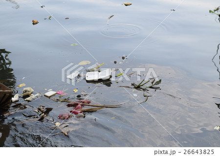 polluted river water with domestic trash polluted river water with domestic trash 26643825