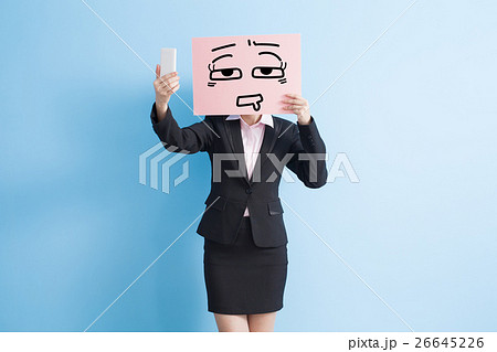 business woman take billboard 26645226