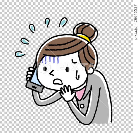 電話：ビジネス、女性、恐がる、あわてる、不安 26645537
