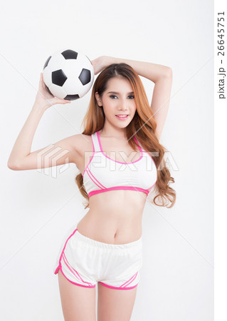 Young sexy woman with soccer ball Young sexy woman with soccer ball 26645751