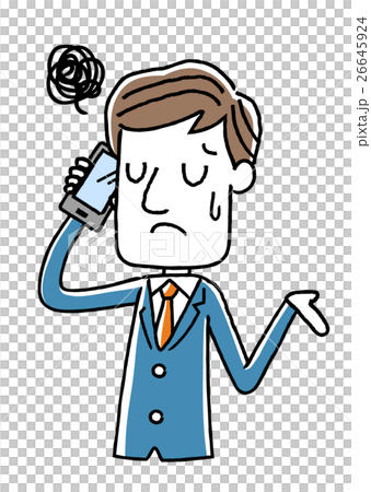 電話:若い男性、ビジネスマン、あきれる、残念、がっかり 電話:若い男性、ビジネスマン、あきれる、残念、がっかり 26645924