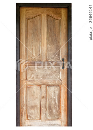 Wood door on white background 26646142