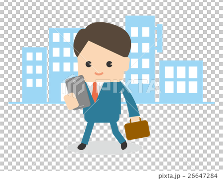 A businessman who walks in the town and smughes 26647284