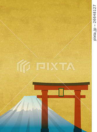 富士山と鳥居 和風背景 シリーズ のイラスト素材