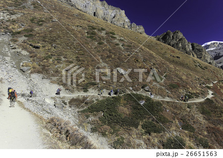 Annapurna circuit trek in Himalayas, Nepal Annapurna circuit trek in Himalayas, Nepal 26651563