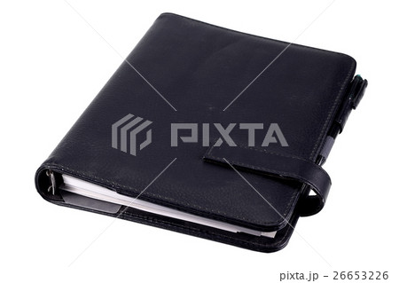 black diary and pen on a white background 26653226