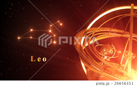 Zodiac Constellation Leo And Armillary Sphere Over Zodiac Constellation Leo And Armillary Sphere Over 26656351