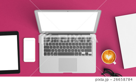 computer labtop mockup top view on the desk 26658784