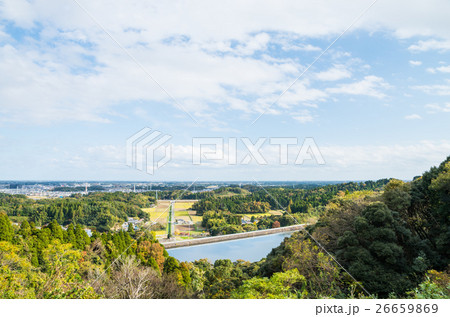 九十九里 太平洋 方面 パノラマ風景 （千葉市緑区昭和の森展望台） 26659869