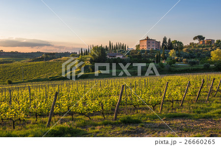 Sunset over the hills of Tuscany, Italy 26660265