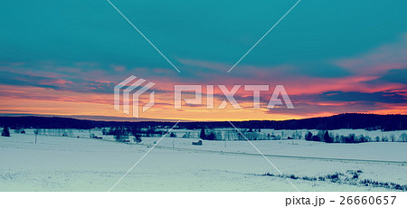 Winter sunset landscape 26660657