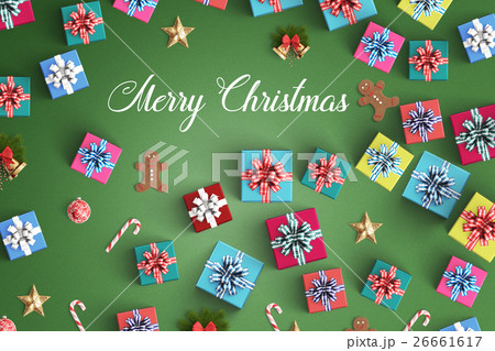 Merry Christmas and gift box on black background Merry Christmas and gift box on black background 26661617