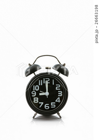 Black old fashion alarm clock. Black old fashion alarm clock. 26663198