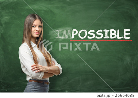 Young woman made word 'possible' from 'impossible Young woman made word 'possible' from 'impossible 26664038