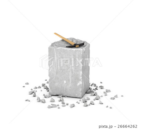 Rendering big rectangular block of gray rock, its Rendering big rectangular block of gray rock, its 26664262