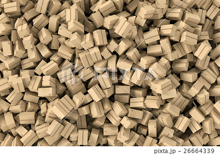 Rendering huge amount of cardboard boxes lying Rendering huge amount of cardboard boxes lying 26664339