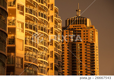 Gold building with sunset light. Gold building with sunset light. 26667543