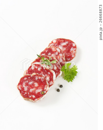 Dry cured sausage slices Dry cured sausage slices 26668873