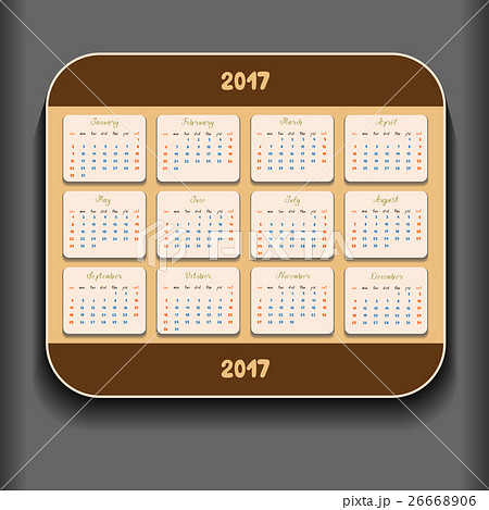 Simple 2017 year calendar 26668906