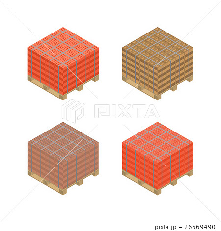 Isometric wooden pallet with bricks Isometric wooden pallet with bricks 26669490