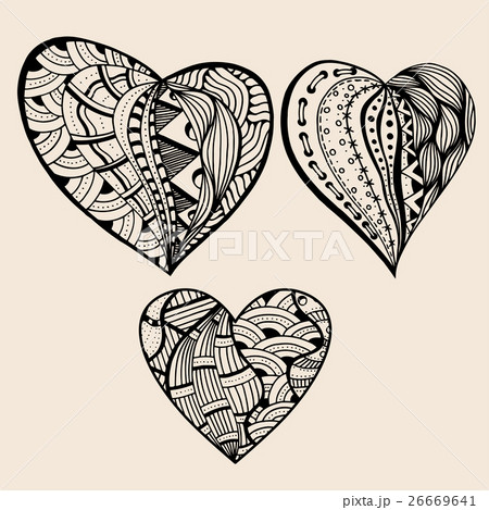 Hand drawn set of black hearts 26669641