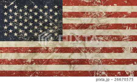 Old grunge vintage faded American US flag 26670575
