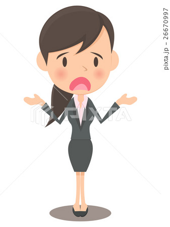 がっかりする女性会社員のイラスト素材