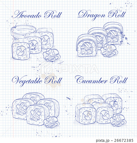 Vector sushi roll sketch Vector sushi roll sketch 26672385