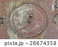 Old metal surface with welded hatch 26674358