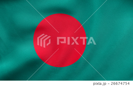 Flag of Bangladesh waving, real fabric texture 26674754