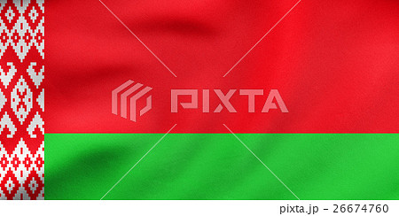 Flag of Belarus waving, real fabric texture 26674760