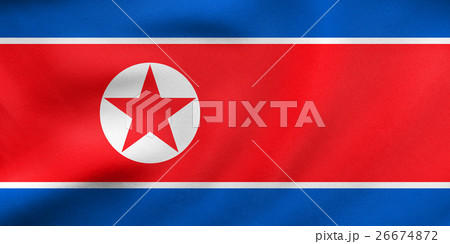Flag of North Korea waving, real fabric texture Flag of North Korea waving, real fabric texture 26674872