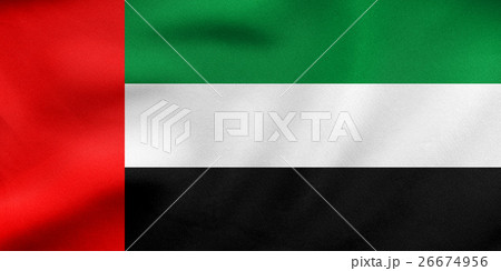 Flag of the UAE waving, real fabric texture Flag of the UAE waving, real fabric texture 26674956