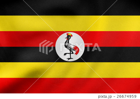 Flag of Uganda waving, real fabric texture Flag of Uganda waving, real fabric texture 26674959