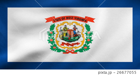Flag of West Virginia waving, real fabric texture Flag of West Virginia waving, real fabric texture 26677055
