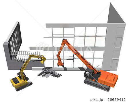 解体工事のイラスト素材