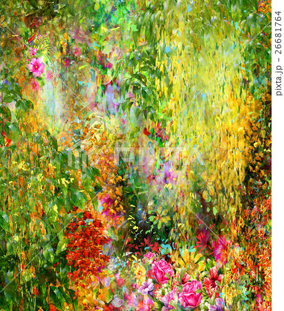 Abstract flowers watercolor painting. Spring Abstract flowers watercolor painting. Spring 26681764