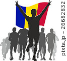 Athlete with the Andorra flag at the finish 26682832