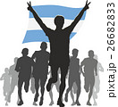 Athlete with the Argentina flag at the finish 26682833