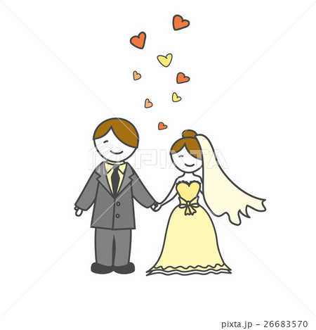 wedding card with cartoon groom and bride 26683570