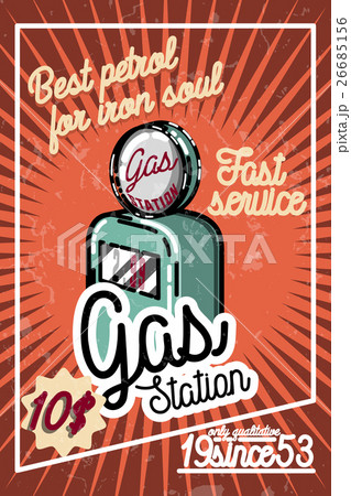 Color vintage gas station poster 26685156