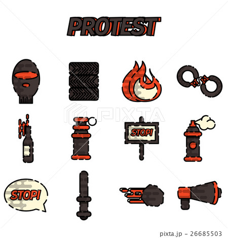 Protest flat icon set 26685503