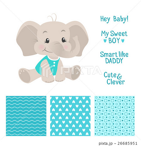 Baby boy elephant design with seamless patterns Baby boy elephant design with seamless patterns 26685951