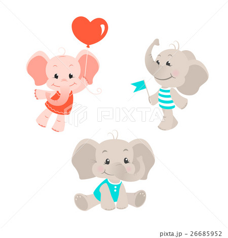 Baby elephant cartoon characters set Baby elephant cartoon characters set 26685952