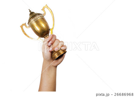 Holding the cup with white background. Holding the cup with white background. 26686968