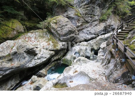 愛媛県 八釜渓谷 八釜の甌穴群 愛媛県 八釜渓谷 八釜の甌穴群 26687940