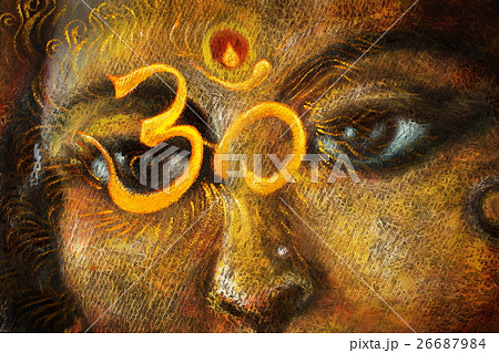closeup detail of hindu woman eyes with sacred 26687984