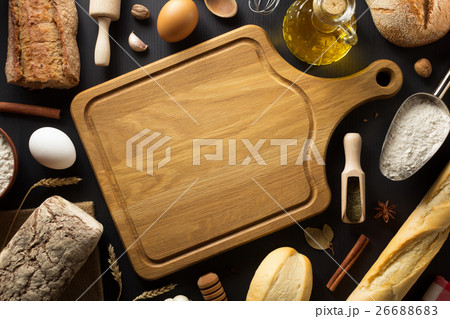 bread and bakery products on wood bread and bakery products on wood 26688683